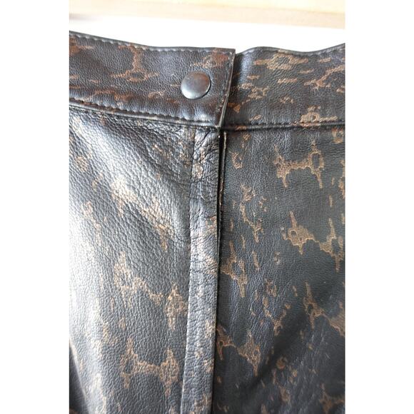 Vintage Genuine Leather Skirt 14 Leopard Print High Waisted Pencil 80s Mob Wife - Picture 4 of 7